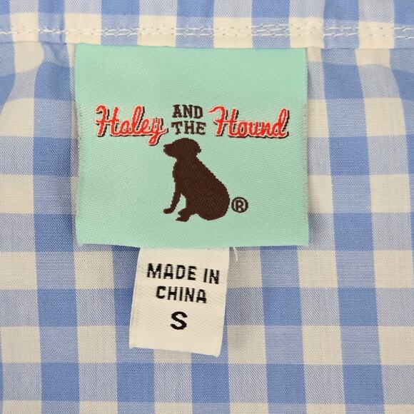 Haley and the Hound Dress Womens Small Blue White Check Cotton Embroidery Resort - Picture 3 of 13